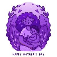 Mothers day card with a woman holding a baby vector
