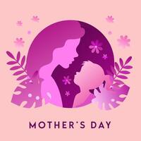 Mothers day card with mother and child vector