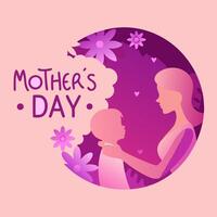 Mothers day background with mother and child vector