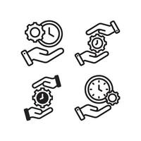 Time Management and Productivity Icon Set. vector