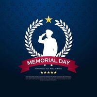 Memorial day background with a soldier saluting vector