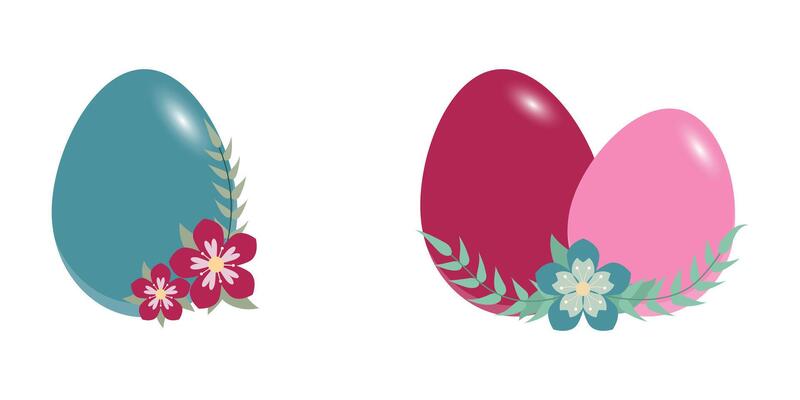 Tosca Green And Red Pink Eggs With Floral Decorations