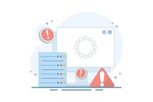 Server Down Concept. Website page is not accessible due to Poor Hosting Quality. Server errors and failures, Traffic Flood, and DNS Issues. Service disconnected. Simple flat illustration. vector