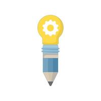 Creative Writing Concept. Pencil with Idea Bulb. creativity development new ideas improve creative thinking genius idea content writing. Flat Illustration Design in background. vector