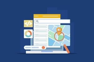 SEO friendly code writing concept for websites, Website code, Search engine optimization strategies for organic ranking. Website ranking on search results, Simple flat illustration in the background. vector
