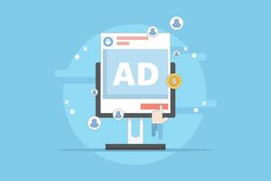 Social media advertising concept that generates revenue. Social media ad spend, Social media ads that send traffic. Paid ad campaigns. Ad budget. Simple illustration in the background. vector