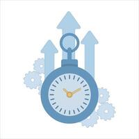 Productivity Concept. Timer Clock with Arrows. deadline, punctuality and time management. timer and punctuality. Flat Illustration Design on background. vector