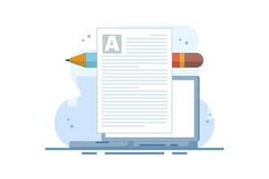 Blog concept, Content Marketing, Blog and SMM concept in flat design. Blog page filled with content. The process of uploading articles and media materials. Flat cartoon illustration in the background. vector