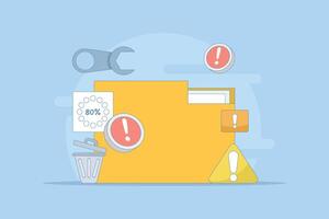 HDD repair concept. Recovery process. Data recovery, data storage backup, hardware disk repair service. illustration in flat design on background. vector