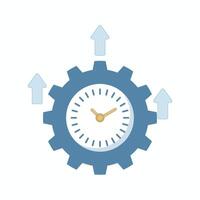 Productivity Concept. Clock with Arrows. Solutions to business problems, efficiency and innovation ideas, creative business. Flat Illustration Design on background. vector