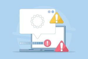concept of failure or progress of process. failed installation or update processing. failed or incomplete error occurred. flat style design illustration in the background. vector