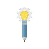 Creative Writing Concept. Pencil with Idea Bulb. creativity development new ideas improve creative thinking genius idea content writing. Flat Illustration Design on background. vector