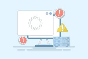 Server Down Concept. Website page is not accessible due to Poor Hosting Quality. Server errors and failures, Traffic Flood and DNS Issues. Service disconnected. Flat design illustration. vector