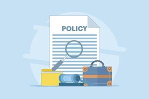 Legal Policy Concept. Legal Notice Document with Judge's Hammer. Legal Notice Document with Judge's Hammer. Corporate documents, agreement review and protection. Flat Illustration Design. vector