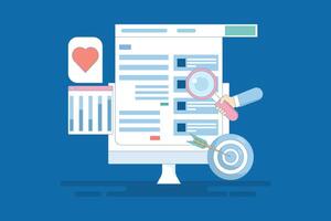 Website Optimization Strategy Concept, Website Analysis Report, SEO Target Marketing, Digital Advertising Campaign Report. search engine optimization, search engine optimization. illustration. vector