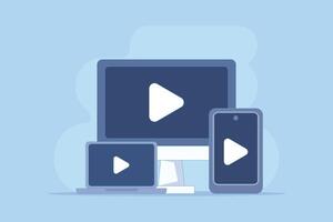 Live streaming concept, vlog broadcasting. playing online , watching live , digital content. watching live broadcast on social networks. flat illustration in the background. vector