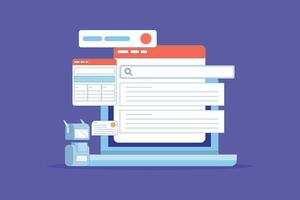 AI based search result concept, Artificial intelligence integrated with search engine, AI search result. AI search application, displaying content based on data. landing page. vector