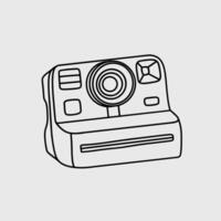 Illustration of a retro instant camera in black and white vector