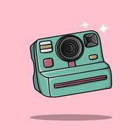 Illustration of a turquoise retro instant camera vector