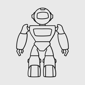 Outline illustration of a friendly robot character vector
