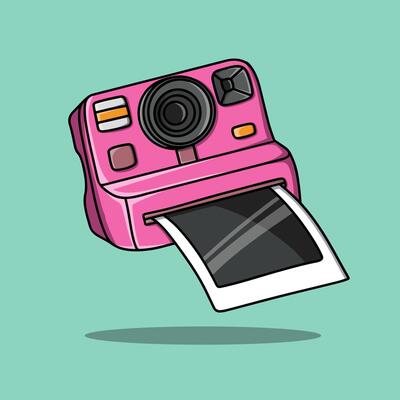 Pink Vintage Instant Camera Illustration