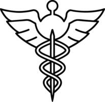 Minimalist Caduceus Medical Symbol in Line Art Style vector