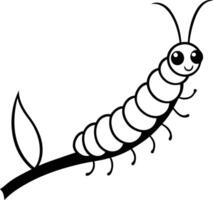 Branch with Caterpillar Silhouette Design Art vector
