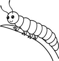 Illustration of a Caterpillar on a Branch Silhouette vector