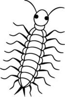 Intricate Centipede Silhouette with Multiple Legs Design vector
