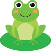 Cheerful Frog Sitting on a Lily Pad A Playful Nature Illustration vector