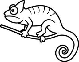 Chameleon on Tree Branch Silhouette Art vector