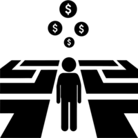 illustration of a human figure standing in a maze, symbolizing personal challenges, choices, and the complexity of navigating through lifes obstacles png