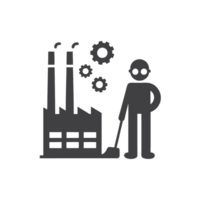 Steampunk inspired janitor in protective gear with mechanical elements and factory settings, symbolizing industrial labor and innovation png