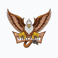 The eagle is holding a spear and has the word warrior on it vector
