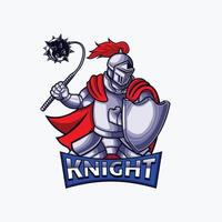 Knight mascot with a sword and shield vector