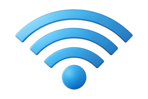 Modern and sleek wireless internet connection symbol, showing Wi Fi signal in a blue color, 3D icon representing technology and communication png