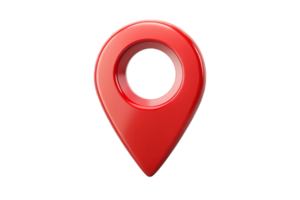 A vibrant red location pin icon symbolizing GPS navigation, location tracking, and modern technology png