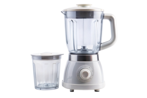 Modern kitchen blender with a separate container, white and silver design, ideal for smoothies, cooking, and home appliances png