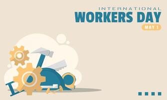 International Workers Day Template. Labor day. Construction worker's equipment. Copy space area vector