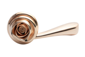 Sophisticated rose gold door handle with a rose swirl design, perfect for adding a luxurious and modern touch to any room png