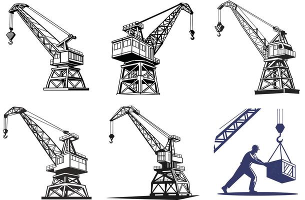 Tower Crane Silhouette Set