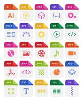Colorful File Format Icons for Software and Multimedia Applications vector