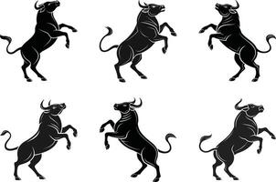 Dynamic Bull Silhouette Collection vector