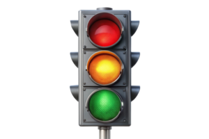 functioning traffic light displaying red, yellow, and green lights, in a modern design with high quality details png