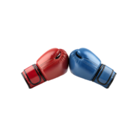 Red and Blue Boxing Gloves Facing Each Other on Transparent Background png