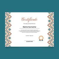 Certificate Template Design with Islamic Geometric Ornament Border on The Side vector