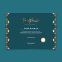Certificate Template Design with Islamic Geometric Ornament Border on The Side and Theme vector