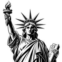 Statue of Liberty sketch hand drawn with black lines, vector