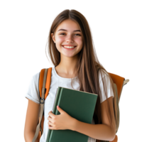 Happy University Student Girl Portrait Isolated on Transparent Background png