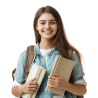 Smiling University Student Girl in Casual Attire Isolated on Transparent Background png